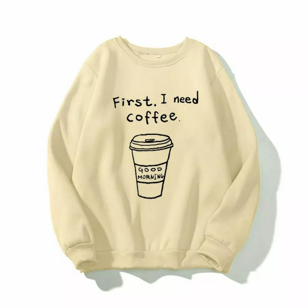 Áo sweater nỉ unisex form rộng Coffee nam nữ phong cách ulzzang
