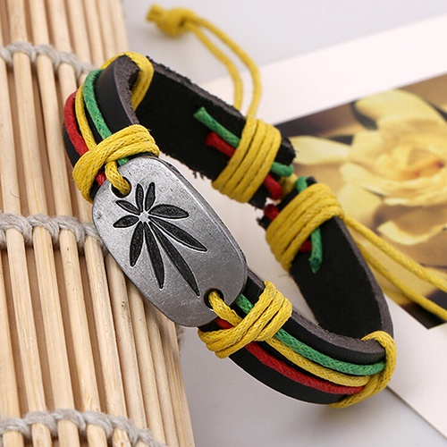 Vòng tay Unisex giả da kiểu dáng Vintage