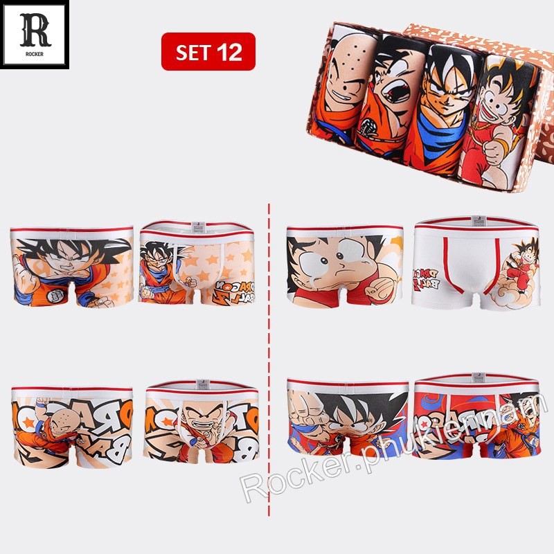 [Combo] Hộp 4 Quần Lót Nam Boxer - Quần Sịp Boxer HOẠT HÌNH Dragon Ball S001.12