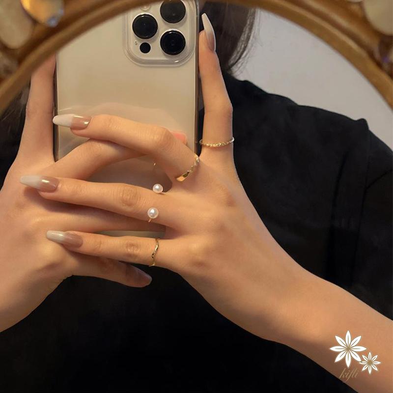 Set 4 nhẫn hở đính ngọc trai giả thời trang cho nữ