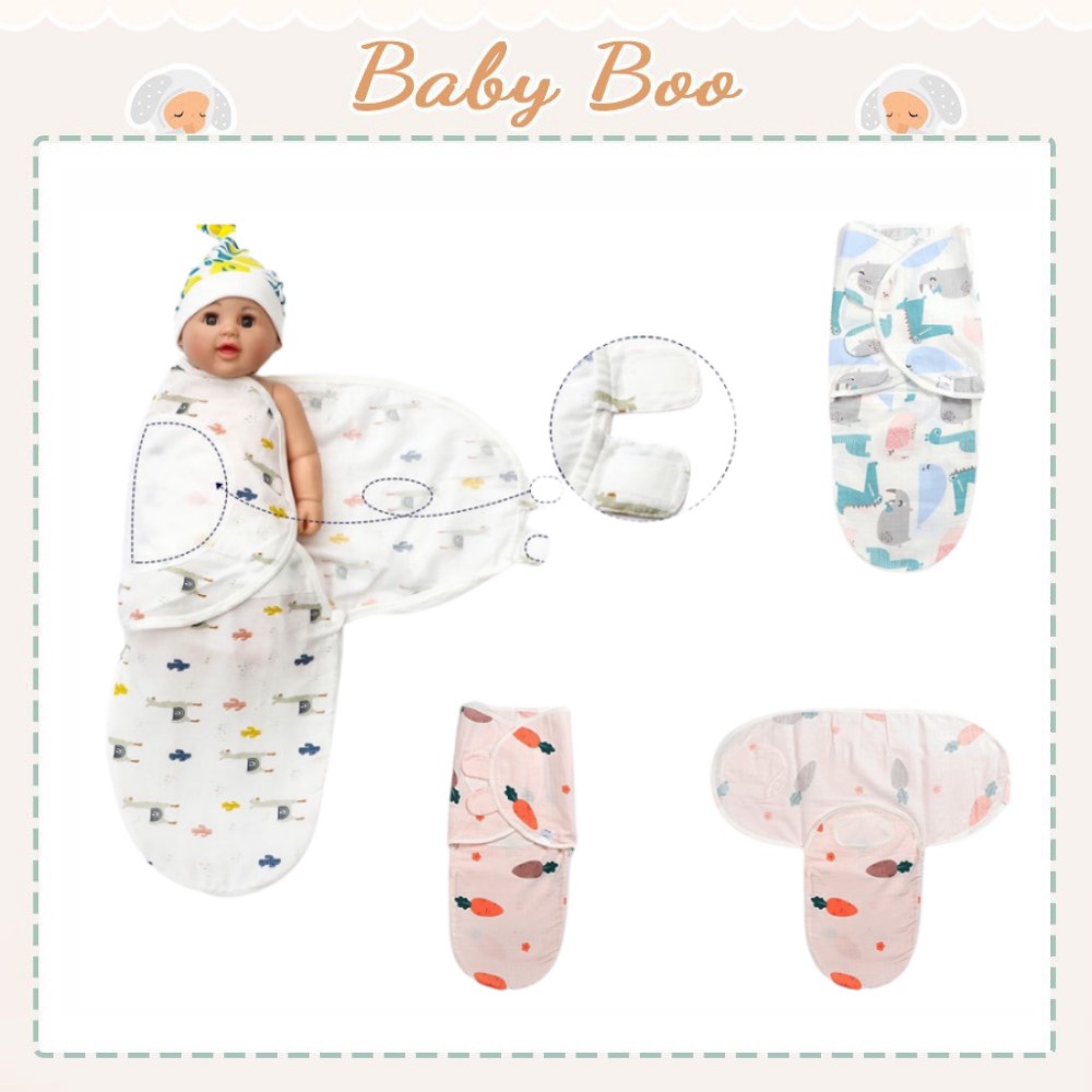 Ủ kén sơ sinh xô sợi tre cho bé trai/bé gái có mở khoá [ babyboo]