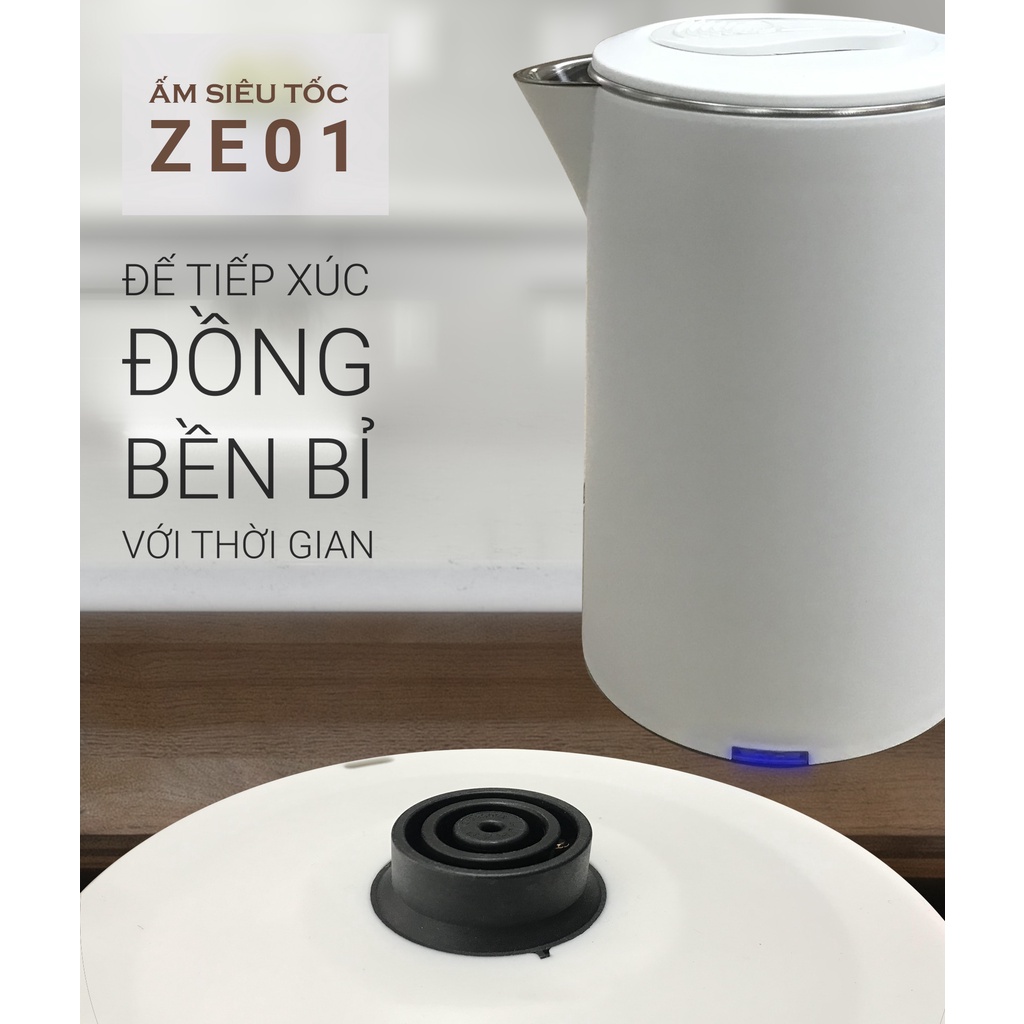 Ấm Siêu Tốc Bình Đun Siêu Tốc Inox 304 Dung Tích 2L ZOZO ZE01