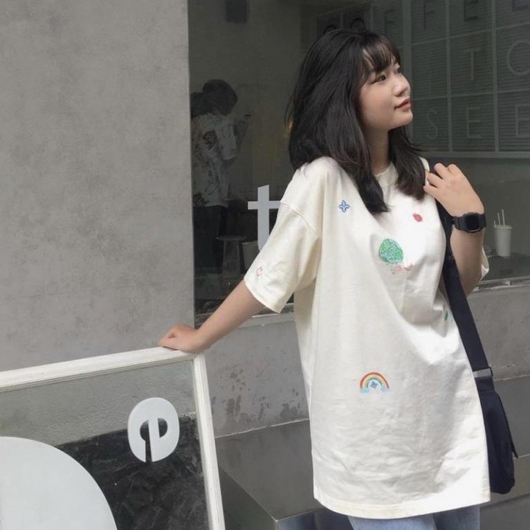 Áo thun tay lỡ Unisex LEVENTS LOVE màu KEM ❤️/Nam nữ unisex/Áo phông cổ tròn form rộng TAHAYA ❤️