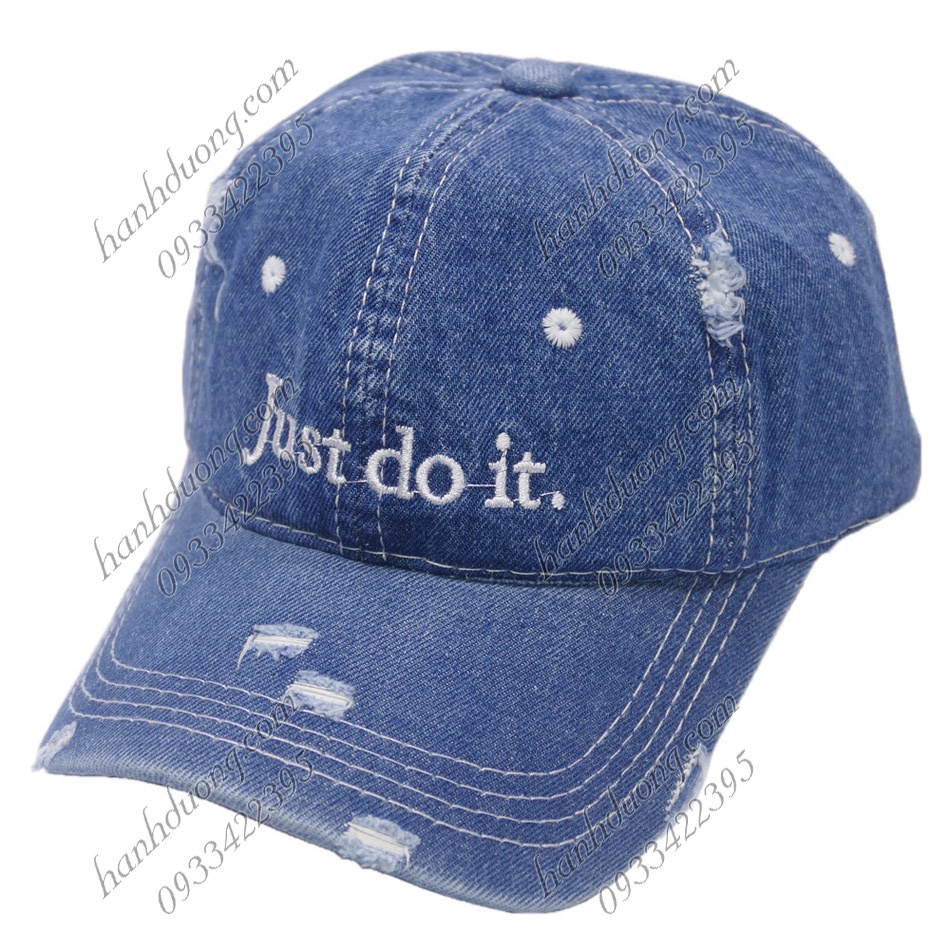 Nón kết jean tua thêu chữ Just Do It mũ lưỡi trai phù hợp cho cả nam và nữ