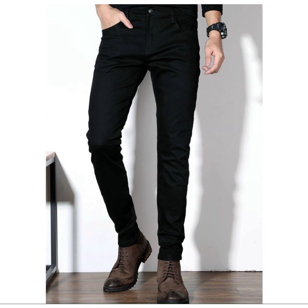 Quần Jean Nam Đen Trơn Dài Hàng Cao Cấp - Ống slim fit có bigsize MÃ TL01