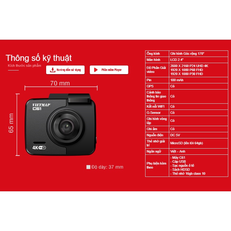 VIETMAP C61 PRO - Camera hành trình 4K Cảnh Báo Giao Thông Giọng Nói - Nâng cấp âm thanh - HÀNG CHÍNH HÃNG | BigBuy360 - bigbuy360.vn