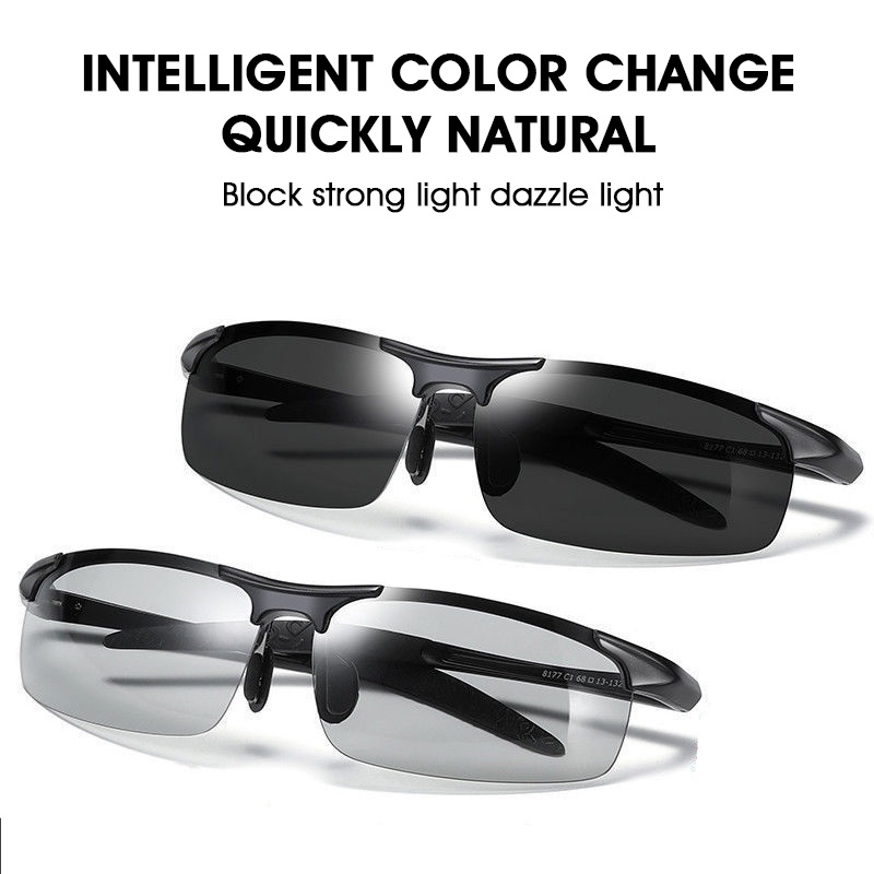 Kính nam phân cực chống tia UV400 kính râm thời trang đổi màu kính mát unisex ngoài trời chống tia cực tím lái xe chống chói