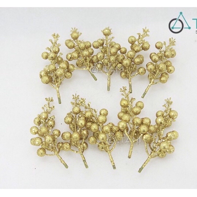 Sỉ kiện 100 cành quả sung nhũ kim tuyến trang trí noel,oản tài lộc, làm tháp bánh,lẵng hoa quả