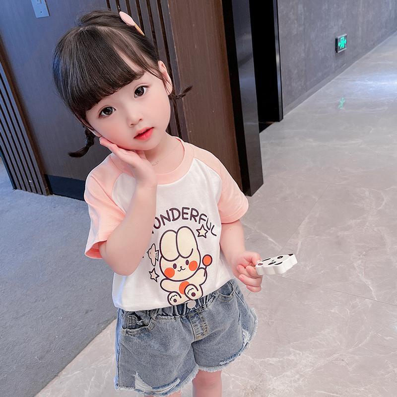 Áo Thun Cotton Tay Ngắn Phong Cách Thời Trang Hàn Nhật Mới 2022 Cho Bé Gái