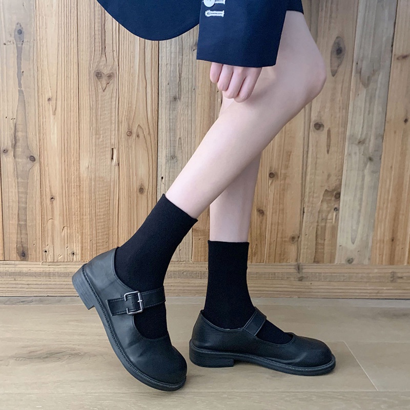 Đôi vớ FHYL cổ cao màu đen/ trắng/ kem thời trang mùa hè đơn giản dành cho nữ