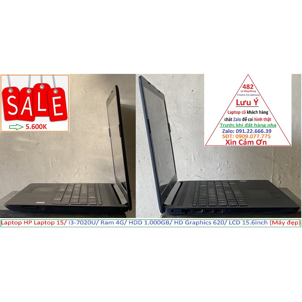 Laptop HP Laptop 15/ i3-7020U/ Ram 4G/ HDD 1.000GB/ HD Graphics 620/ LCD 15.6inch (Máy đẹp) | WebRaoVat - webraovat.net.vn