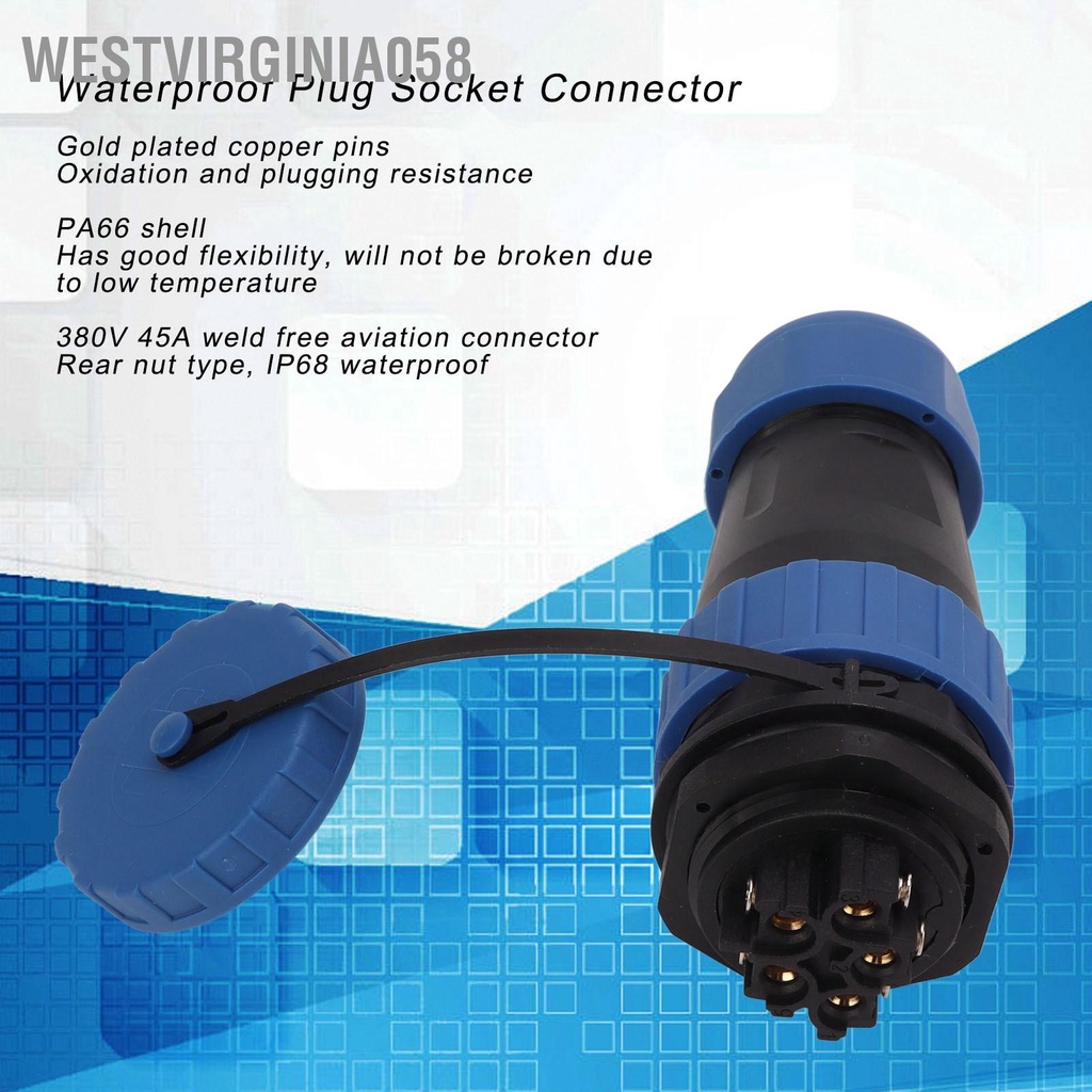 Đầu Nối Ổ Cắm 380V 45A Chống Nước Không Hàn Điện Trở Lại