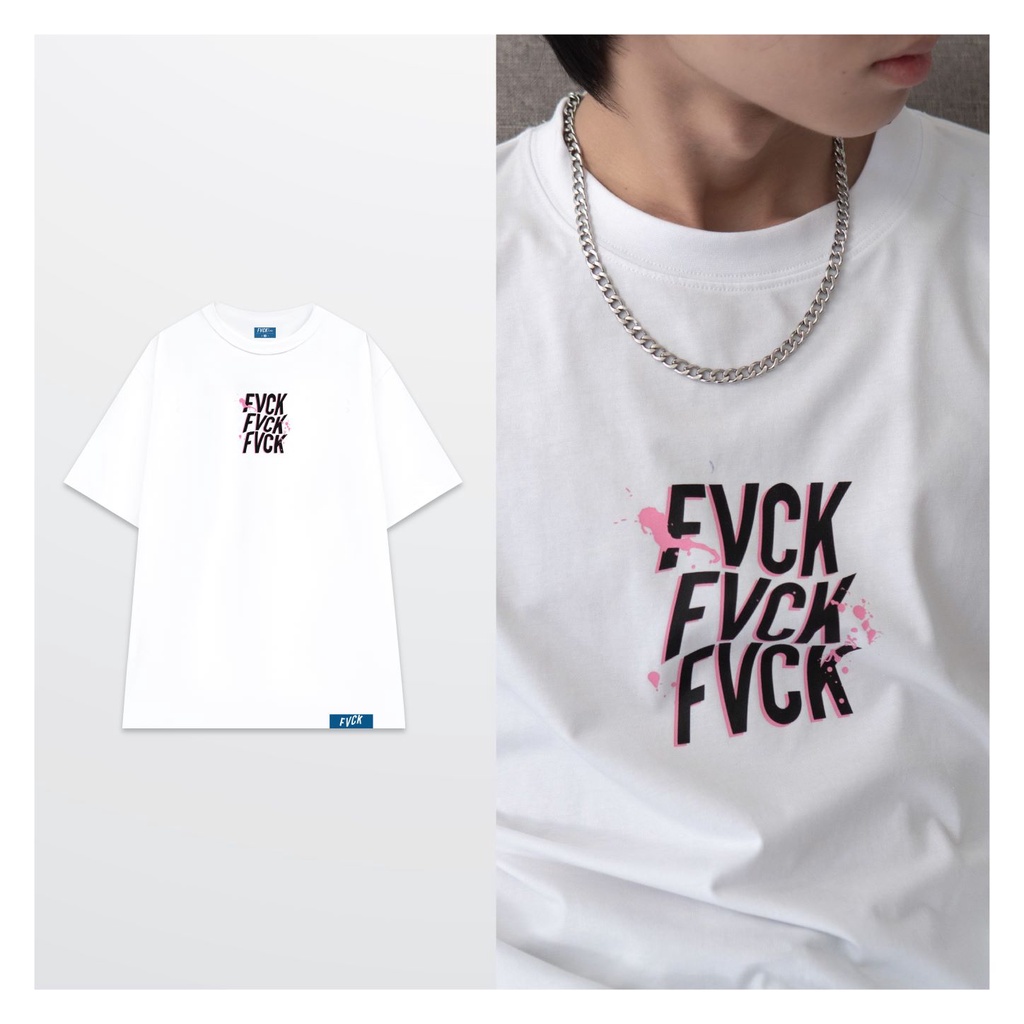 [Mã FAMARAL1 giảm 10K đơn 50K] Áo thun FVCK PAIN SMILE TRẮNG - FK103