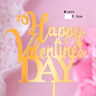 Que cắm topper mica Valentine DAY chữ vàng