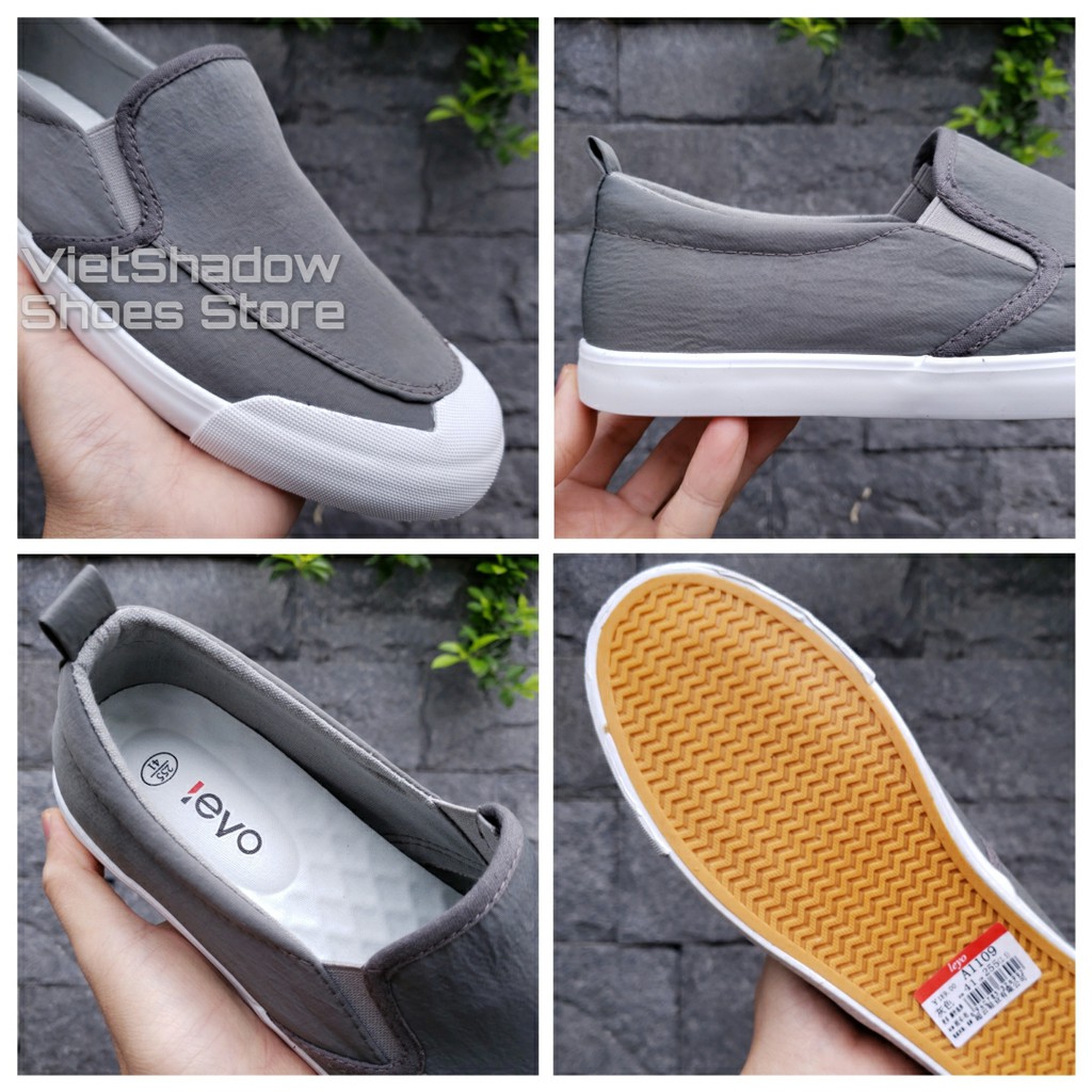 Slip on nam LEYO - Giày lười vải nam - Vải polyester màu xám - Mã SP A1109 | BigBuy360 - bigbuy360.vn