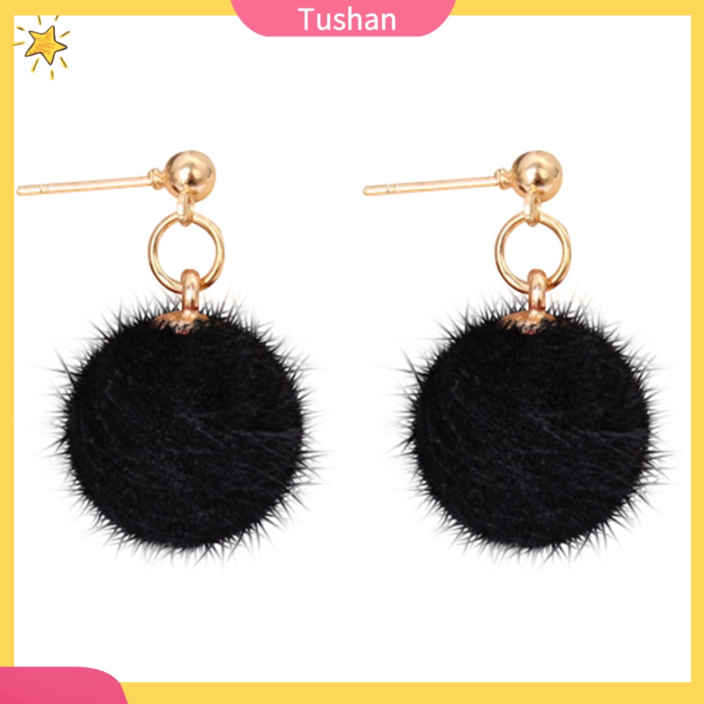 Bông tai gắn trang trí quả cầu Pom Pom dễ thương dành cho nữ