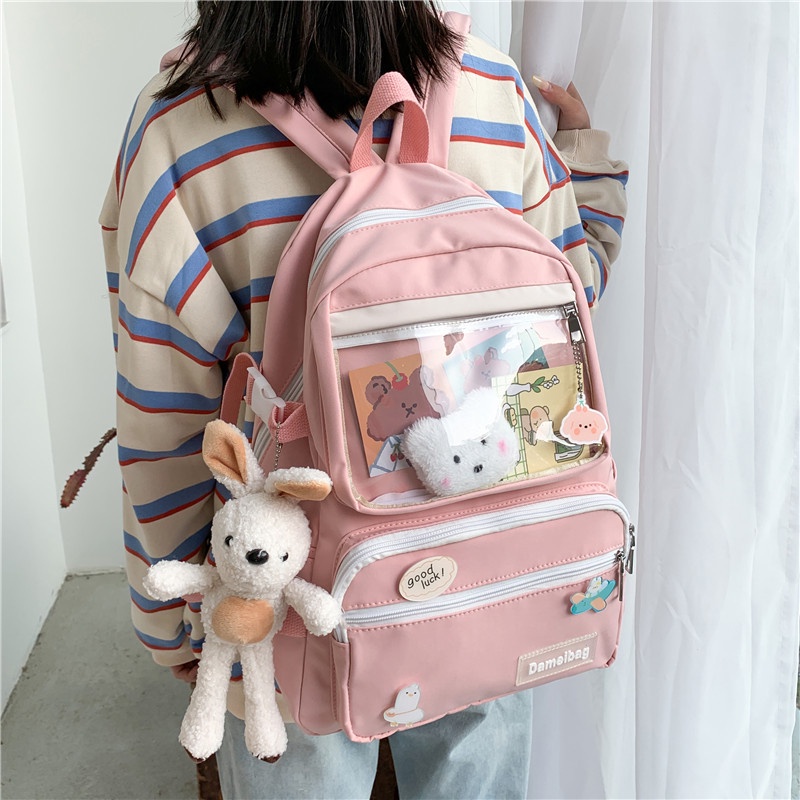 Ba Lô Đi Học/Du Lịch Cỡ Lớn Chống Thấm Nước Họa Tiết Hoạt Hình Phong Cách Nhật Hàn