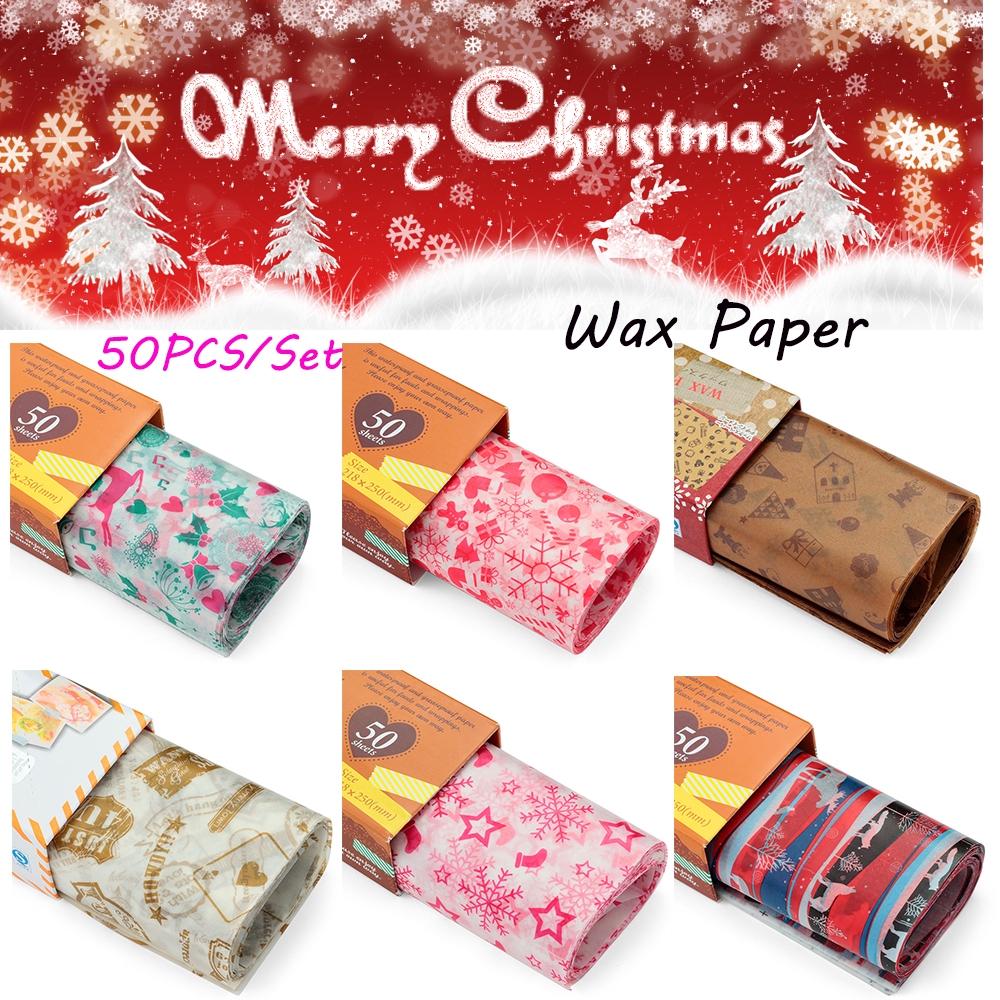 50 tấm giấy dùng gói bánh họa tiết giáng sinh