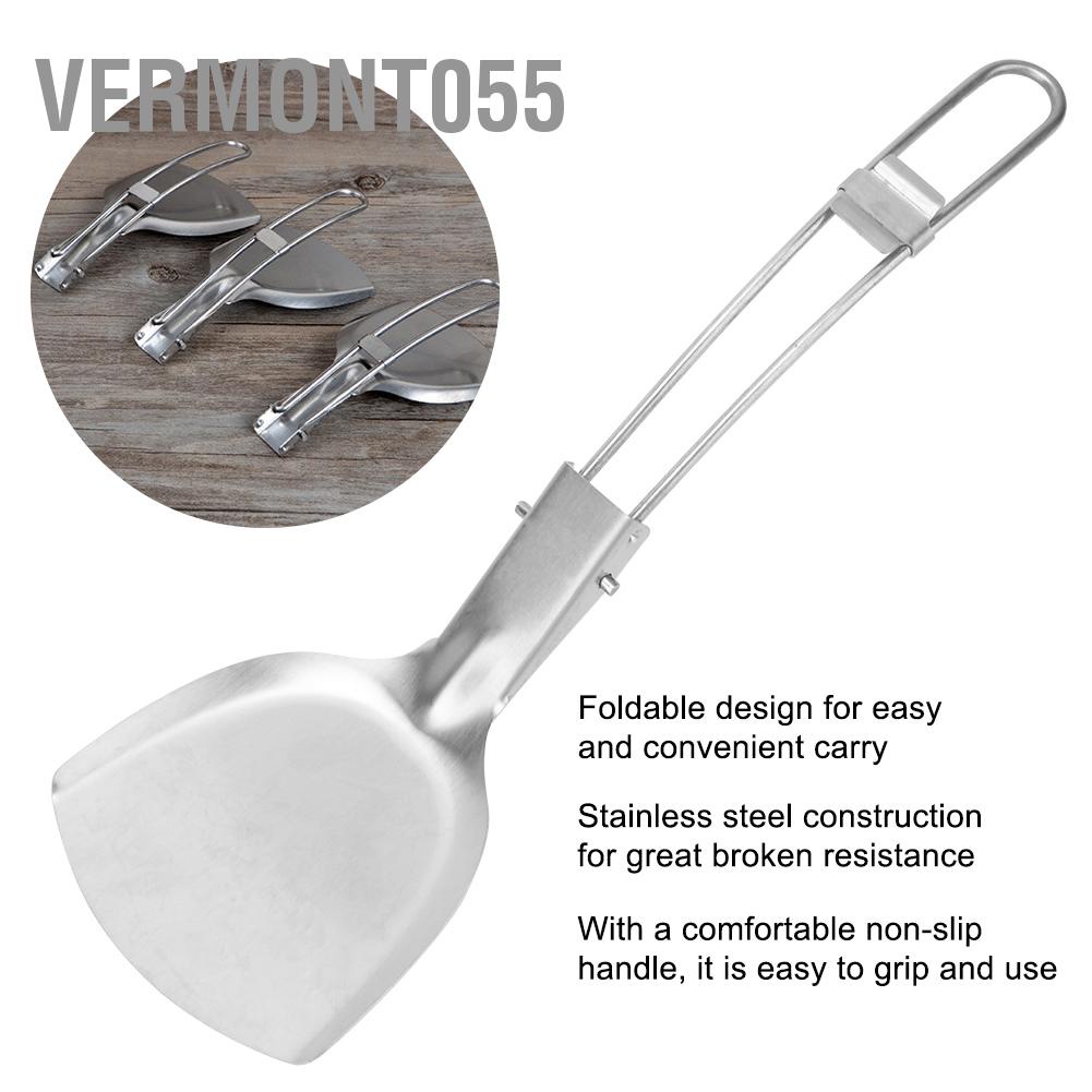 Vermont055 Stainless Steel Foldable Spatula Heat-Resistant Non-Stick Kitchen Utensil Non-Slip Cooking Tool