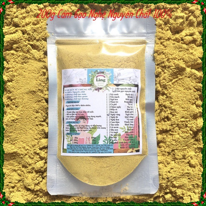 Tinh Cám gạo Nghệ 500g nguyên chất thiên nhiên 100% có giấy ĐKKD và VSATTP Ling