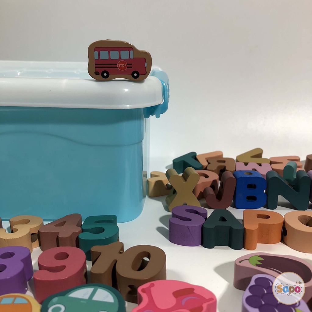 Đồ chơi xâu hạt gỗ,bộ luồn hạt gỗ phát triển giáo dục cho bé Sapo kids