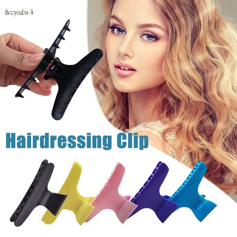 Kẹp Bướm Bản Rộng Bằng Nhựa Nhiều Màu Sắc Chuyên Dụng Cho Salon Làm Tóc
