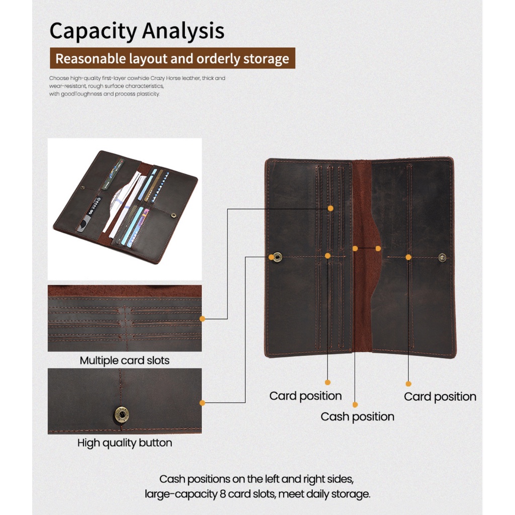 Ví Da Ngựa Dáng Dài Phong Cách Retro Dành Cho Nam