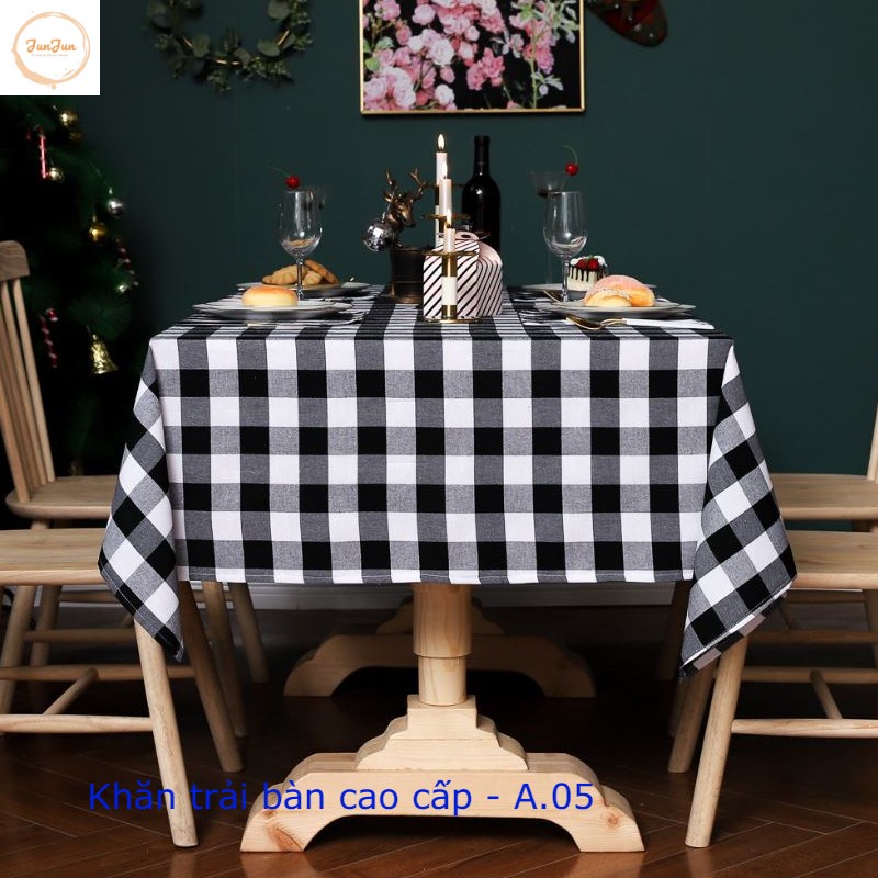 [SALES SỐC] K12_Khăn trải bàn Cao Cấp có tua hình vuông/chữ nhật chất liệu cotton 100% Phong cách Bắc Âu