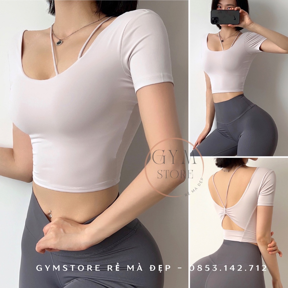 Áo Thun Ôm Body CÓ MÚT Tay Ngắn thể thao nữ Grace Thun Mềm Mát Rẻ Đẹp GYMSTORE 981