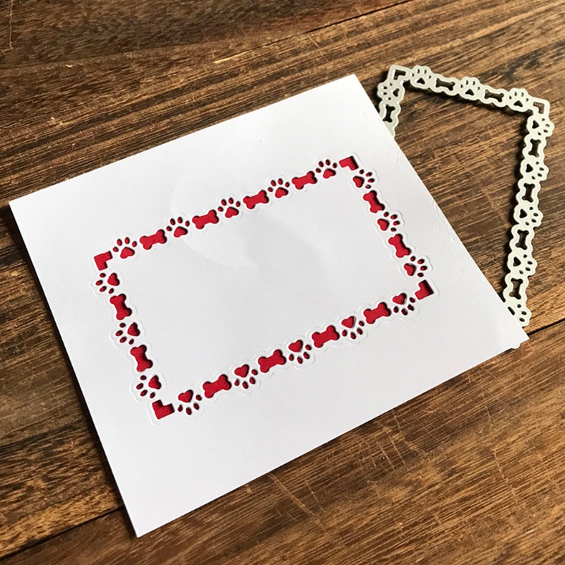 Aoto Khuôn Cắt Giấy Kim Loại Hình Dấu Chân Cún / Xương / Chữ Nhật Trang Trí Scrapbook