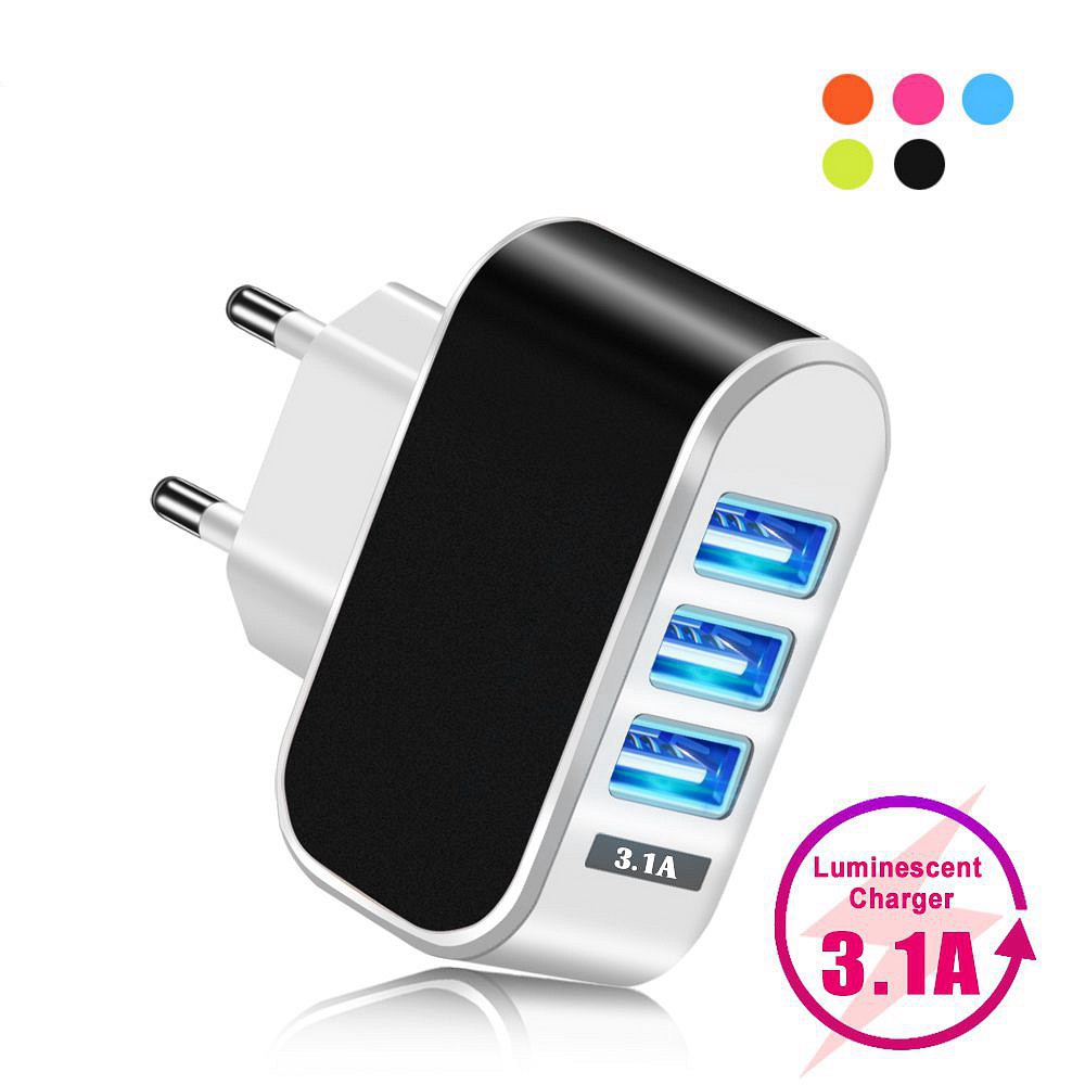 Đầu sạc 3 cổng USB 5V 2.4A cho điện thoại tiện lợi chất lượng cao