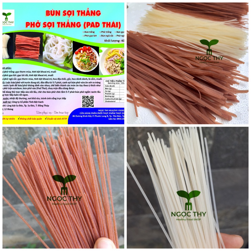 [NT Food] Bún phở gạo lứt sợi thẳng đặc biệt dai làm bún phở xào trộn eatclean Pad Thái