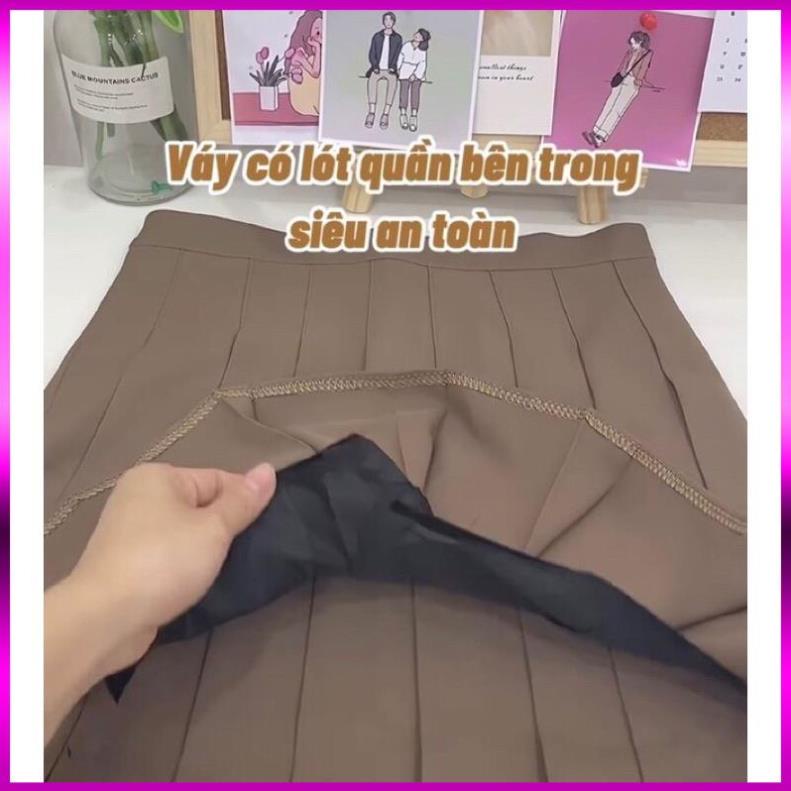 [ Xả Kho 3 Ngày ] CHÂN VÁY TENNIS NÂU SIÊU SANG,CHÂN VÁY XẾP LY CẠP CAO GHEN BỤNG MÀU NÂU | BigBuy360 - bigbuy360.vn