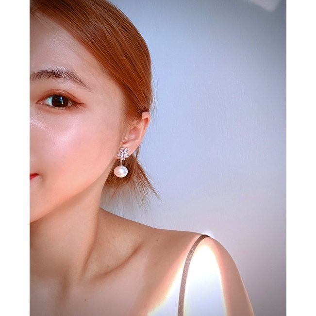 Khuyên tai nữ, bông tai bạc 925 phong cách Hàn Quốc Apricot Blossom Tiên Tiên Accessories
