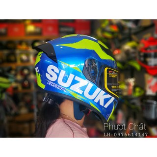 Nón bảo hiểm Fullface M138b tem Suzuki xanh cao cấp