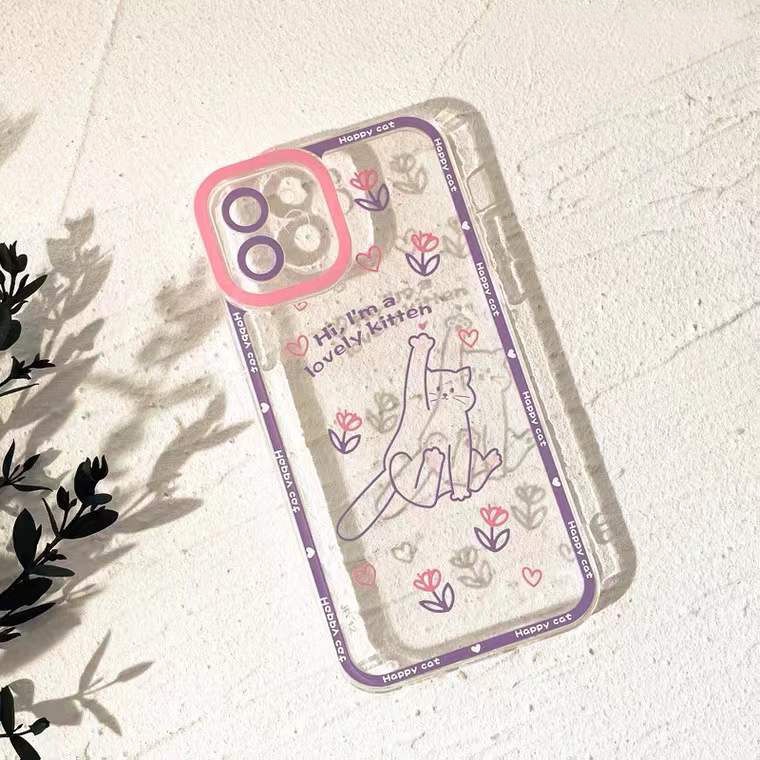 Ốp Điện Thoại TPU Trong Suốt Hình Mèo Dễ Thương Cho Iphone 14 13 Pro Max 12 11 XS XR X 8 7 6 Plus Mini SE 2020