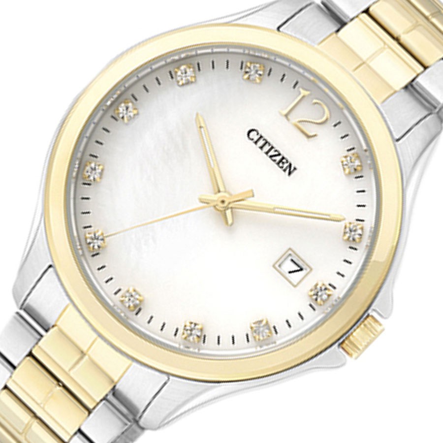 Đồng Hồ Nữ Citizen Đính Đá Swarovski Dây Thép Không Gỉ EV0054-54D - Mặt Xà Cừ