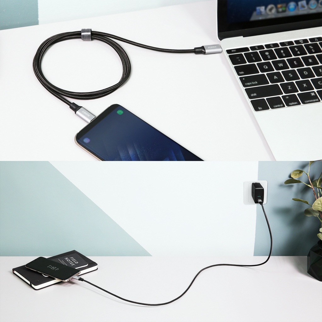 [GIAO HỎA TỐC] Cáp sạc nhanh AUKEY Type C to C, CB-CD5, hỗ trợ sạc nhanh lên đến 60W - hàng chính hãng