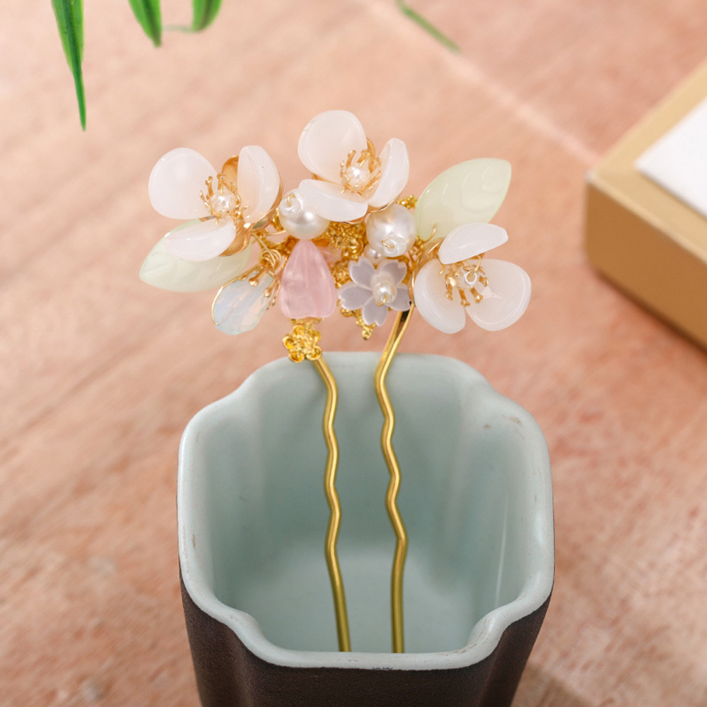 Trâm cài tóc chữ u đính ngọc trai sang trọng cho cô dâu