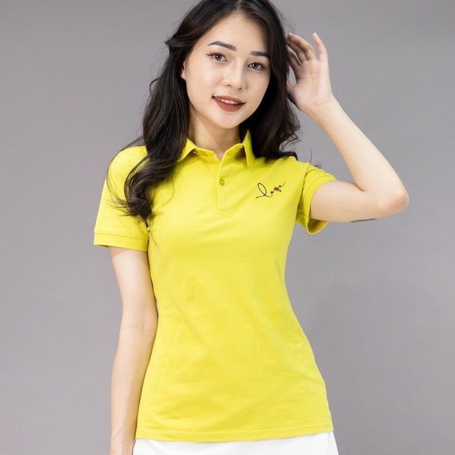 Áo Polo nữ cổ bẻ phối UCO vải cotton cá sấu cao cấp, dáng đẹp, thêu họa tiết màu trắng, vàng ATS0478 - EMSPO