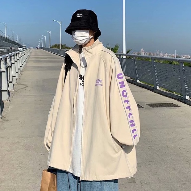 Áo Khoác Bomber Dáng Rộng In Chữ Thời Trang Hàn Quốc Cá Tính Cho Nam Nữ
