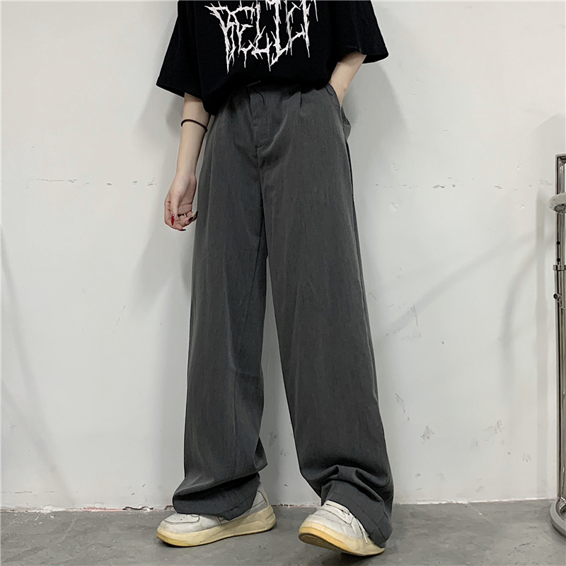 Quần Tây Màu Trơn 191102Quần Dài Dáng Rộng Ống Suông Thiết Kế Đơn Giản Phong Cách Hàn Quốc