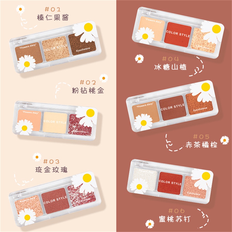 Bảng Phấn Mắt 3 Màu Lì Và Ánh Ngọc Trai Kết Hợp Trang Điểm Kháng Nước Và Lâu Trôi