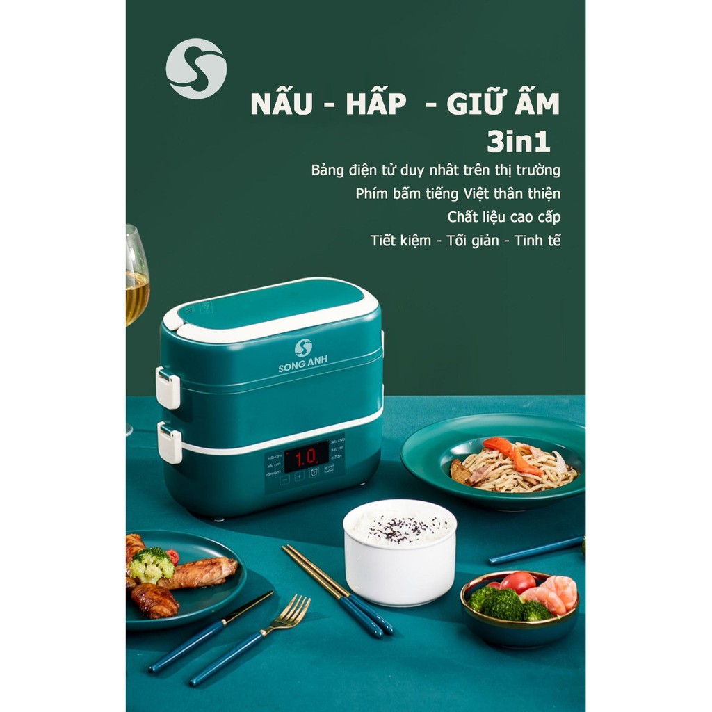 Hộp Cơm Cắm Điện 3 Trong 1 : Nấu, Hấp Luộc , Hâm Nóng Thức Ăn, Hộp Cơm Văn Phòng Bát Sứ Cao Cấp | BigBuy360 - bigbuy360.vn