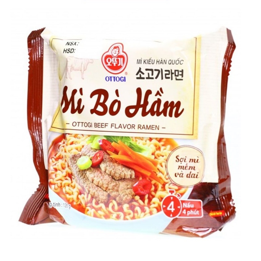 Thùng (20gói)/ Lốc (8gói) Mì bò hầm Ottogi 120g