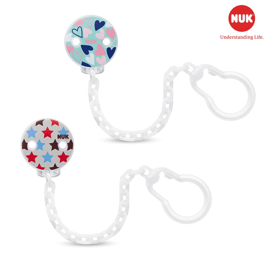Dây đeo ti giả NUK nhựa Tritan thân thiện cho bé 0-36 tháng siêu nhẹ nhiều họa tiết 220mm Homedy Kids