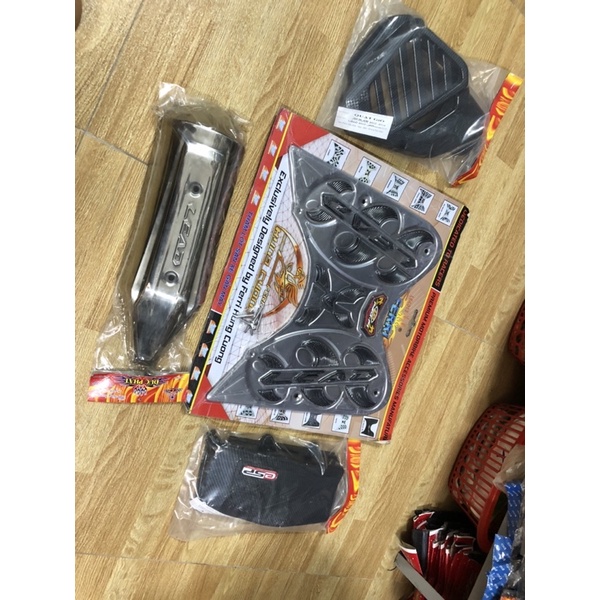 Giá trọn bộ 4 món ốp đủ xe LEAD 2013->2015 bao gồm có Sàn chân +Ốp pô +Ốp quạt gió +Ốp bầu gió (pô e ) cao cấp giá rẻ