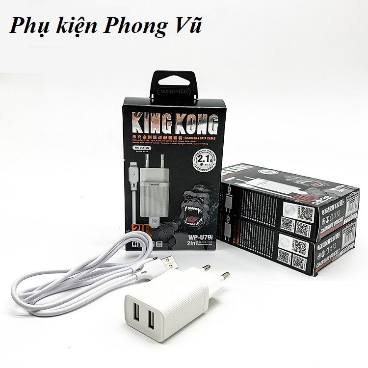 🔥FREESHIP50K🔥 Bộ sạc nhanh IPKingKongg 2 Cổng WP- U79 Đa Dạng Cổng Cho ip