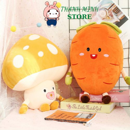 Gấu Bông Củ Carrot Tròn - Gối Ôm Hình Cà Rốt Em Bé Cao Cấp THANH MINH STORE