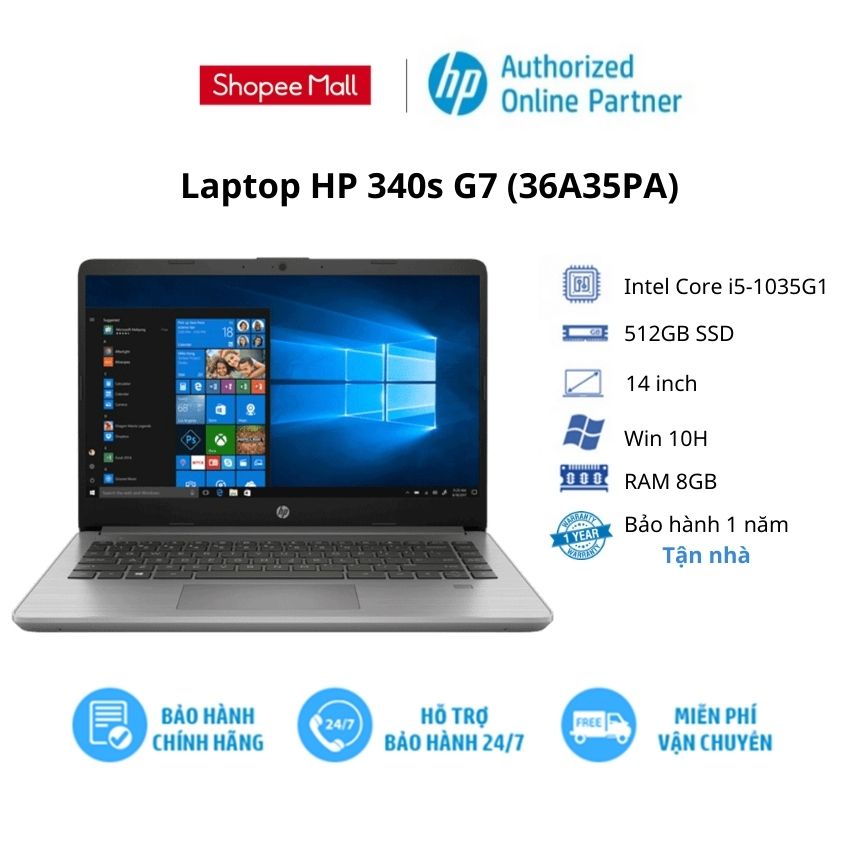 [ELHP13 giảm 10% tối đa 2TR] Laptop HP 340s G7 (36A35PA)/ Grey/ Core i5/ RAM 8GB/ 512GB SSD/ 14 inch